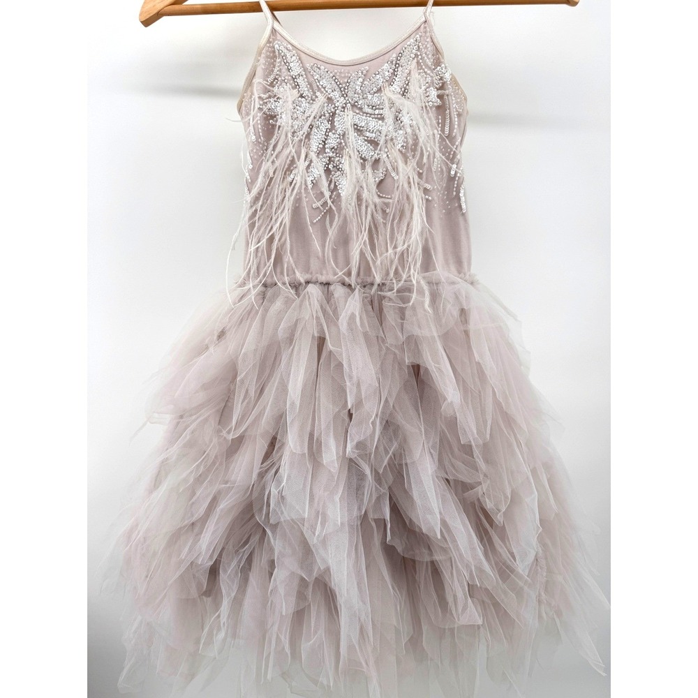 Tutu Du Monde Tulle Dress Girls Size 10-11 Pink Excellent Sequin Feather Tutu